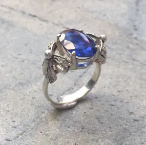 Sapphire Statement Ring - Blue Ribbon Ring - Vintage Sapphire Ring