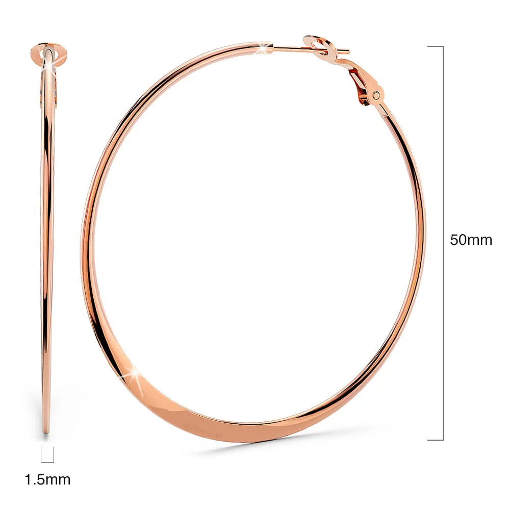 Semi Flattened Hoop Earrings 50mm