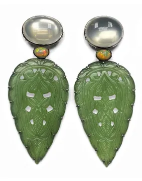 Serpentine and Moonstone Earrings