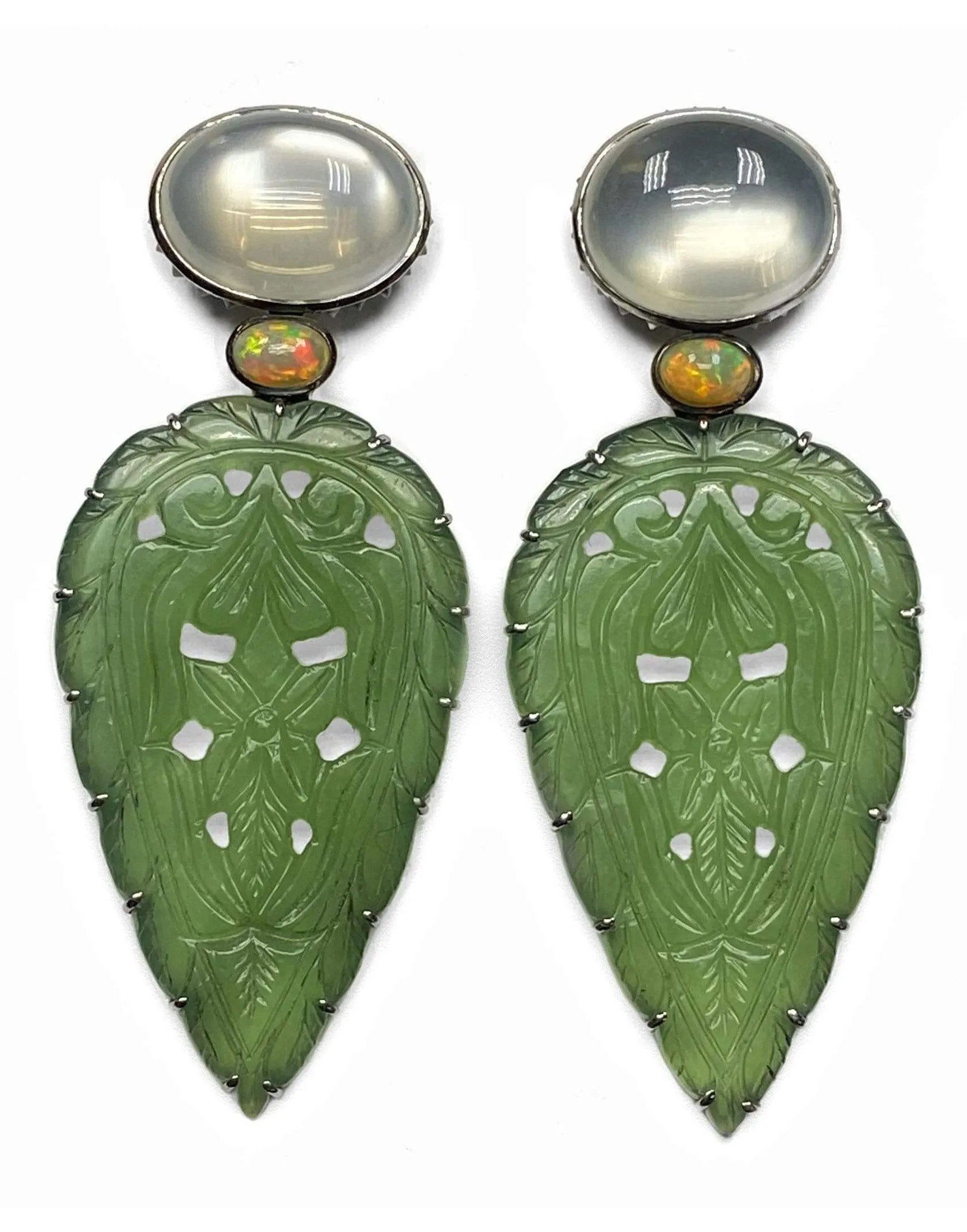 Serpentine and Moonstone Earrings