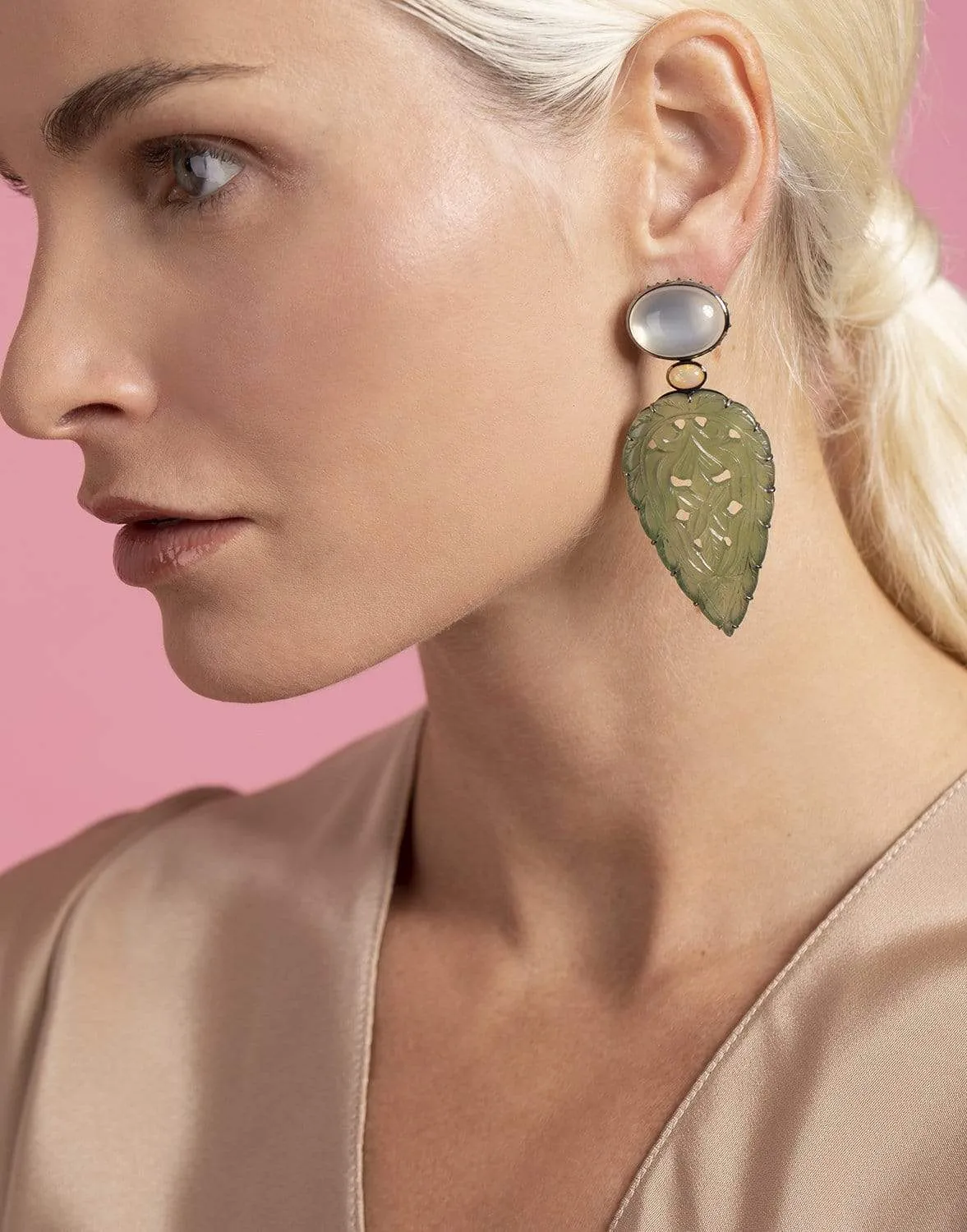 Serpentine and Moonstone Earrings