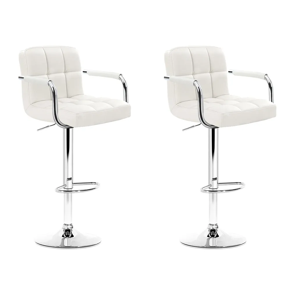 Set of 2 Gas lift Swivel Bar Stools - Steel And White