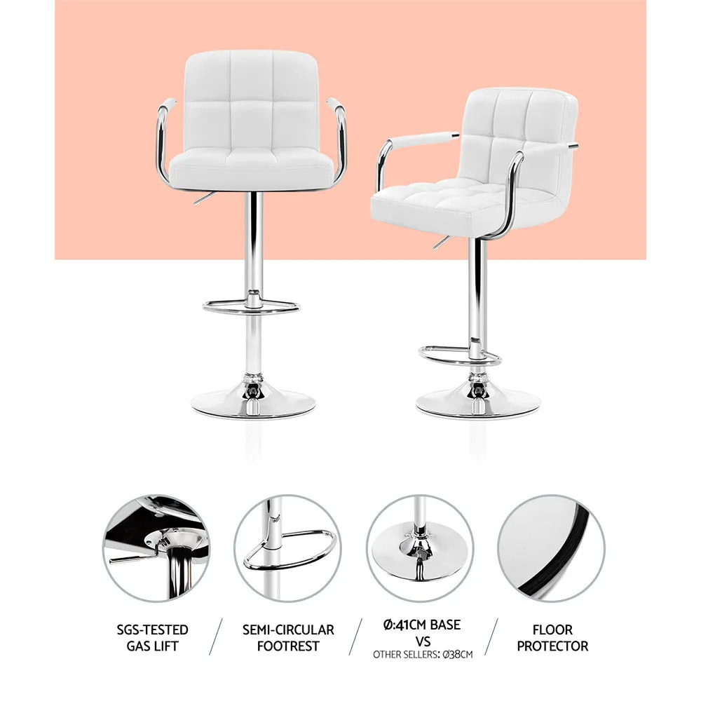 Set of 2 Gas lift Swivel Bar Stools - Steel And White