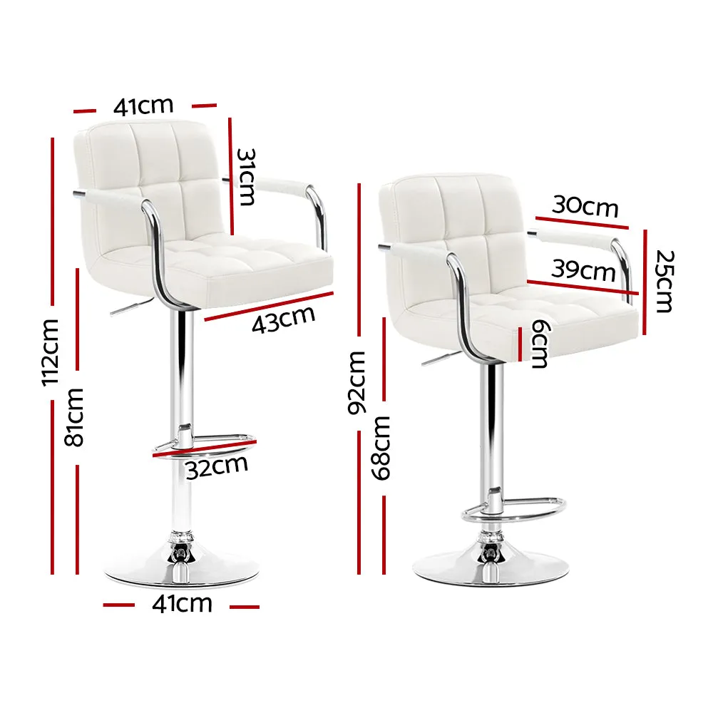 Set of 2 Gas lift Swivel Bar Stools - Steel And White
