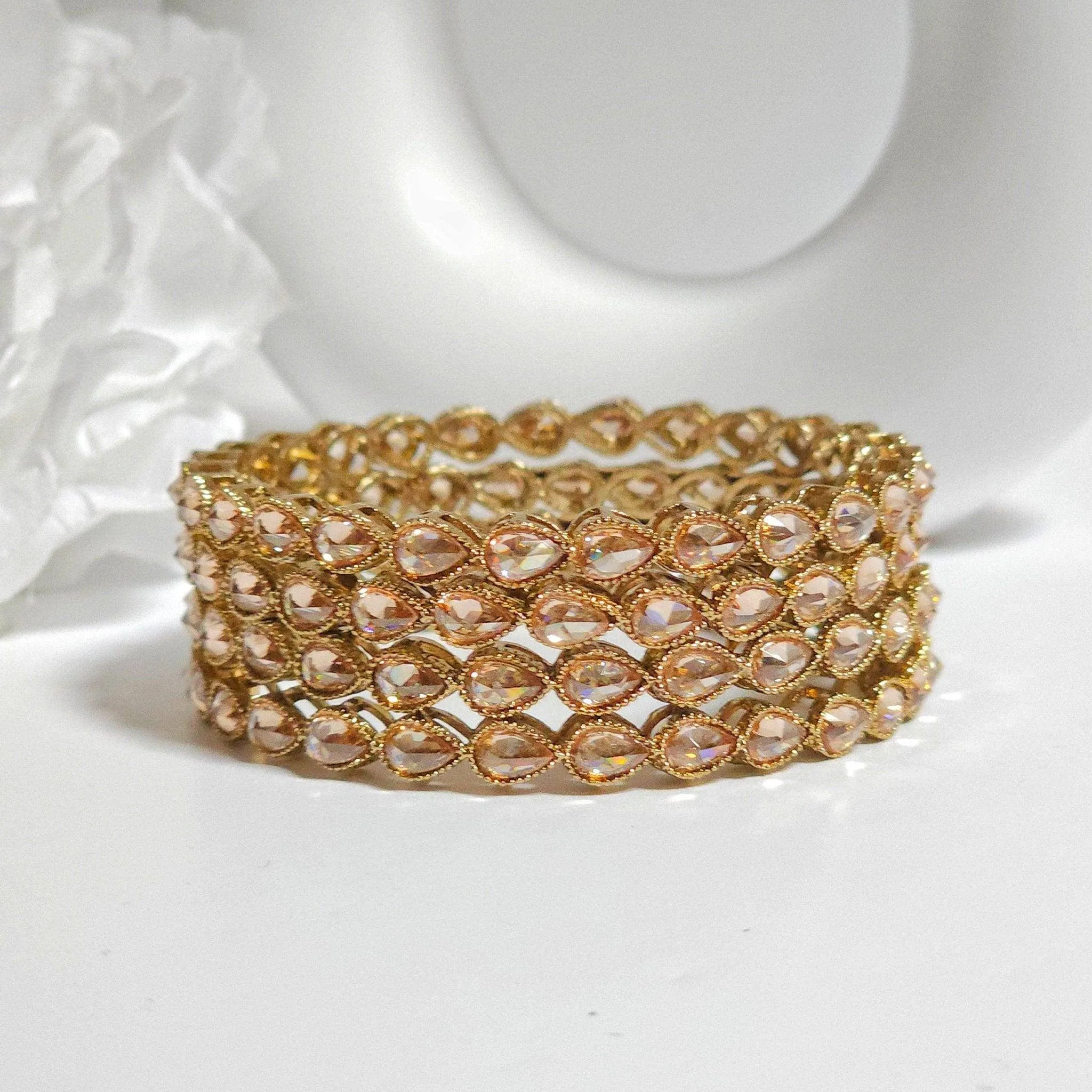 Set of 4 Antique Gold Polki Bangles