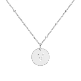 Silver Alphabet V Necklace