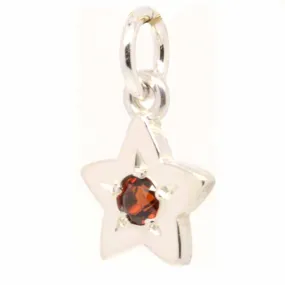 Silver Birthstone Star Charm with Carrier Bead