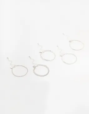 Silver Figaro & Ball Bracelets 5-Pack