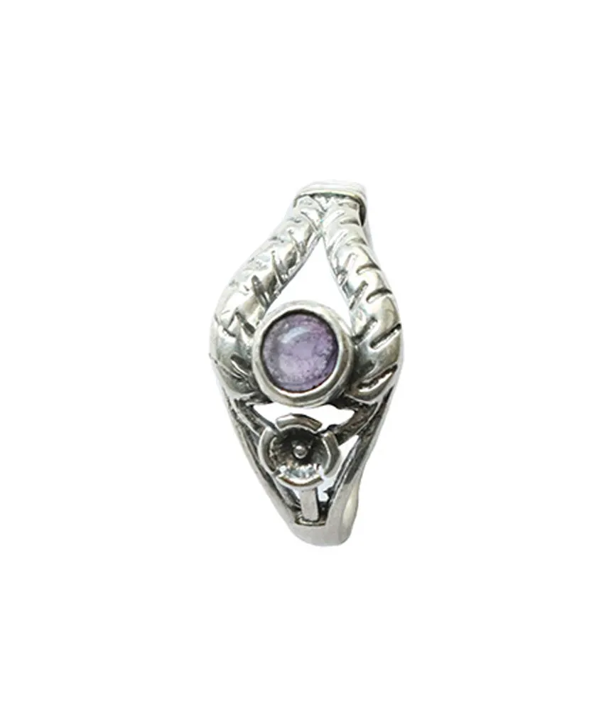 Silver Gemstone Ring with Flower