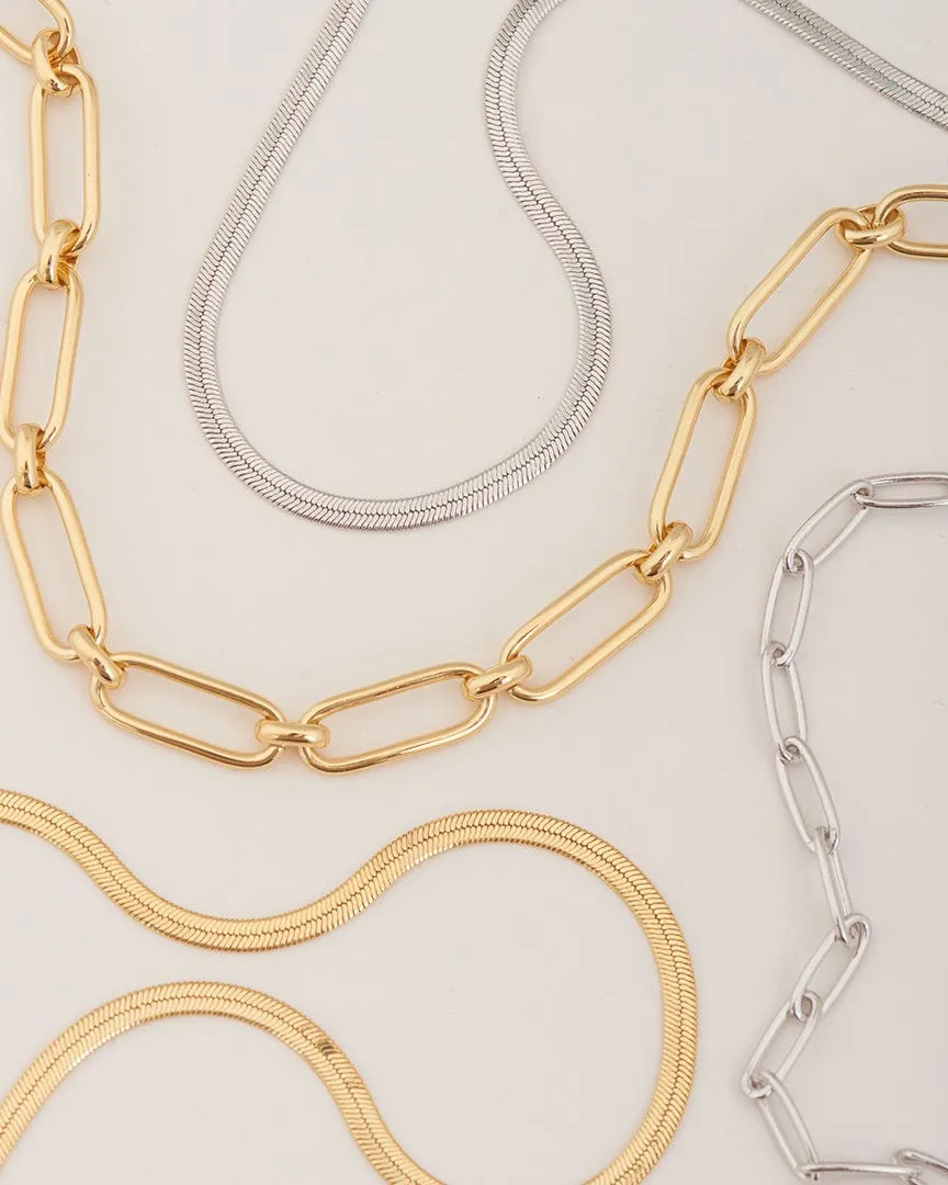Silver Paperclip Chunky Chain Necklace