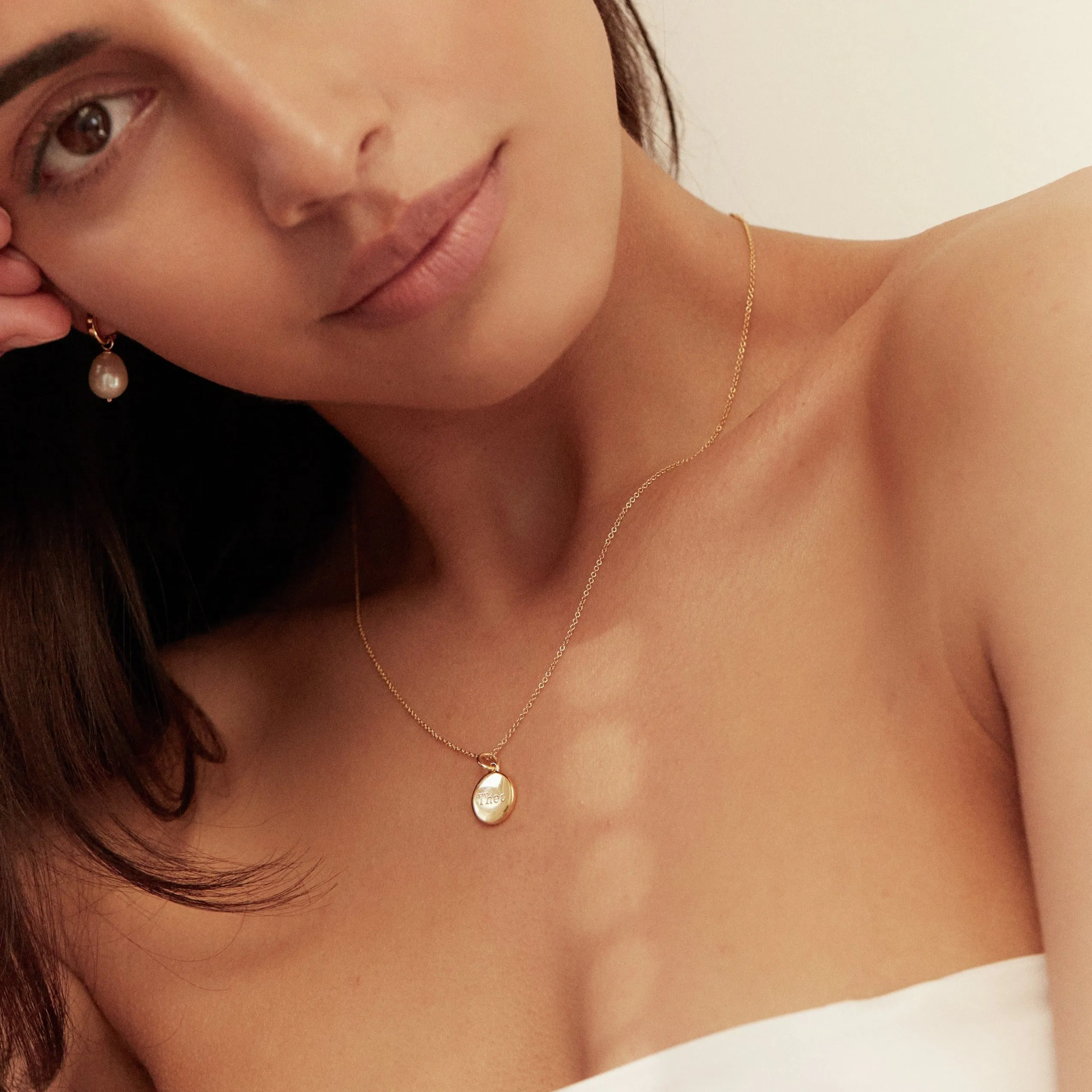 Silver Small Round Engraved Disc Necklace