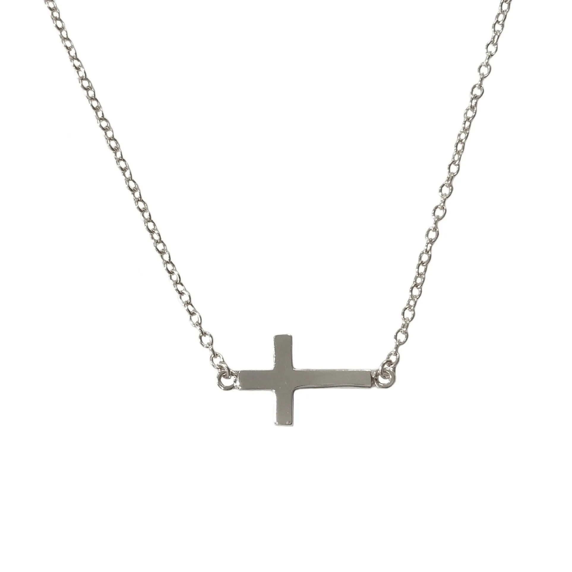 Small Sideways Cross Necklace