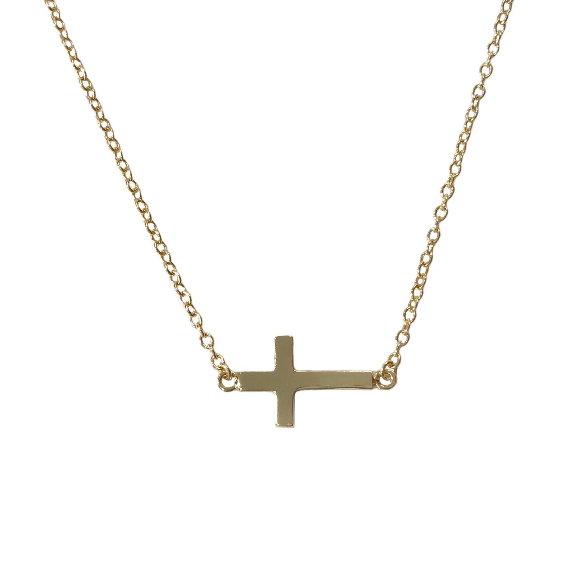 Small Sideways Cross Necklace