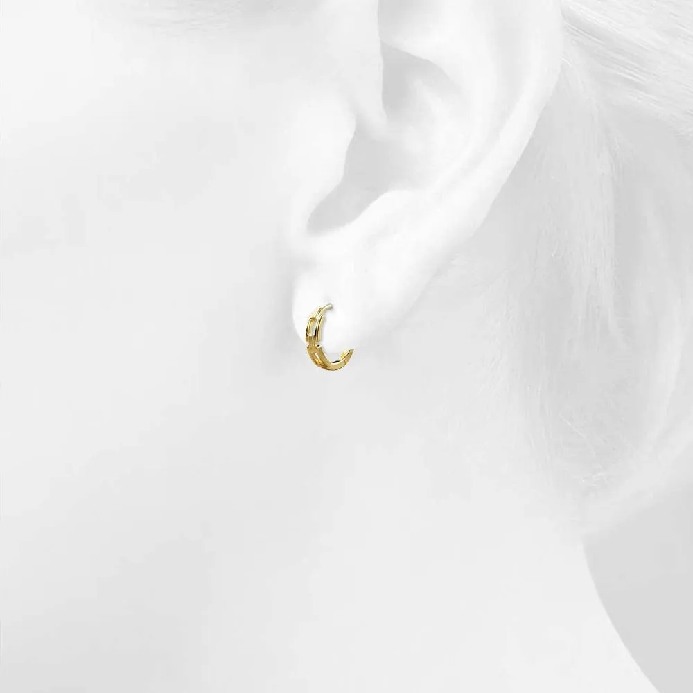 Square Linked Chain Huggie Hoop Earrings Gold