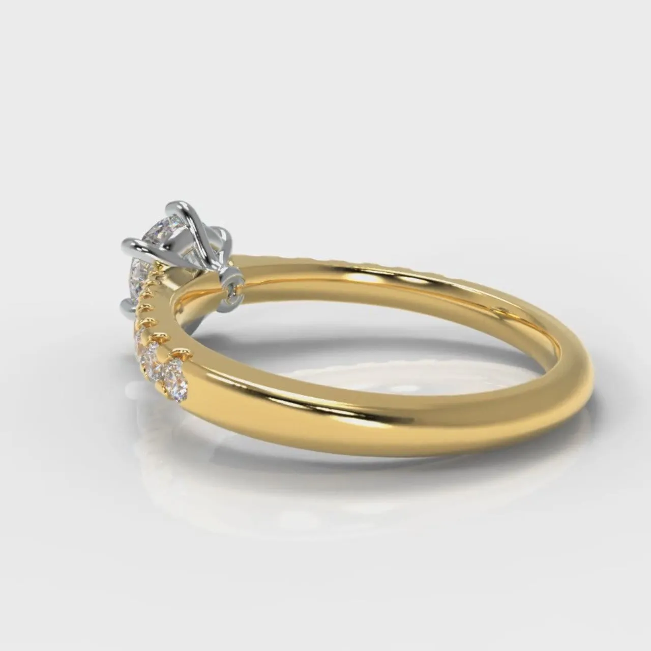 Star Micropavé Round Brilliant Diamond Engagement Ring - Yellow Gold
