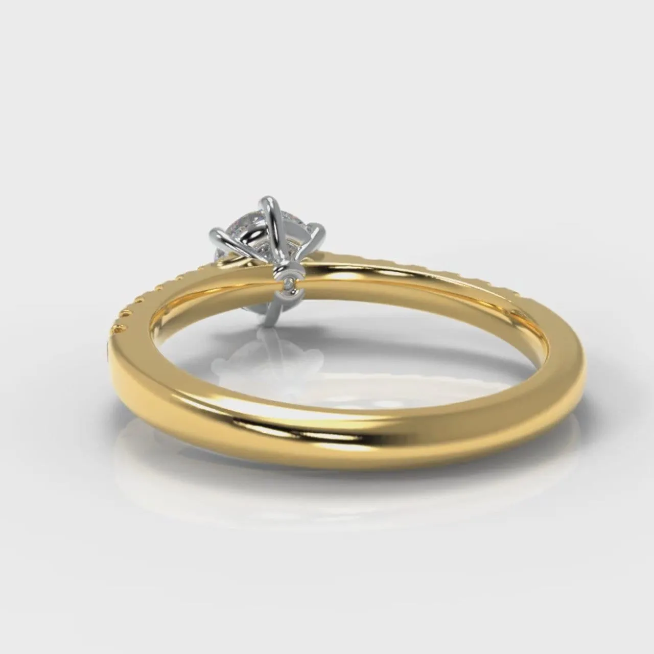 Star Micropavé Round Brilliant Diamond Engagement Ring - Yellow Gold