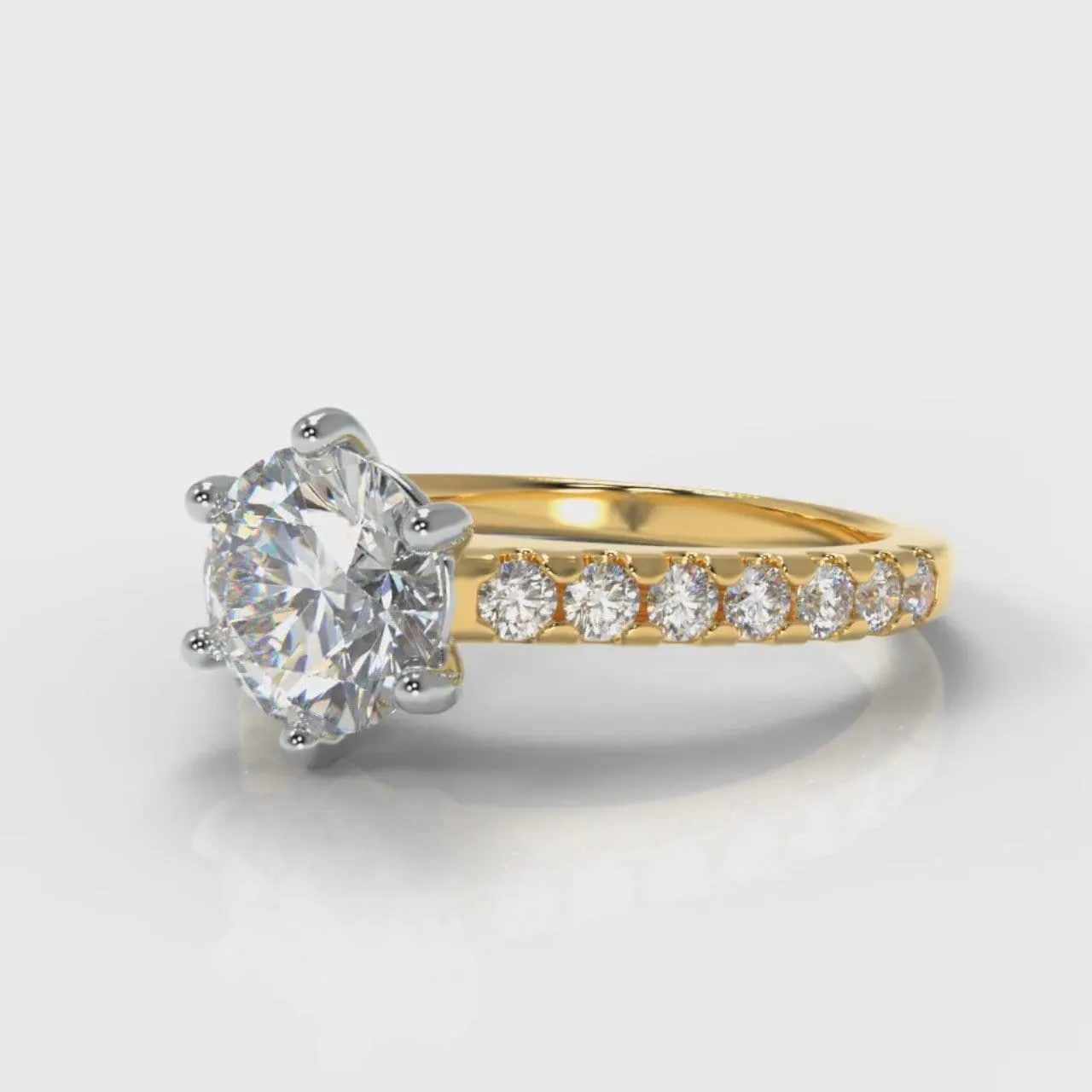 Star Micropavé Round Brilliant Diamond Engagement Ring - Yellow Gold