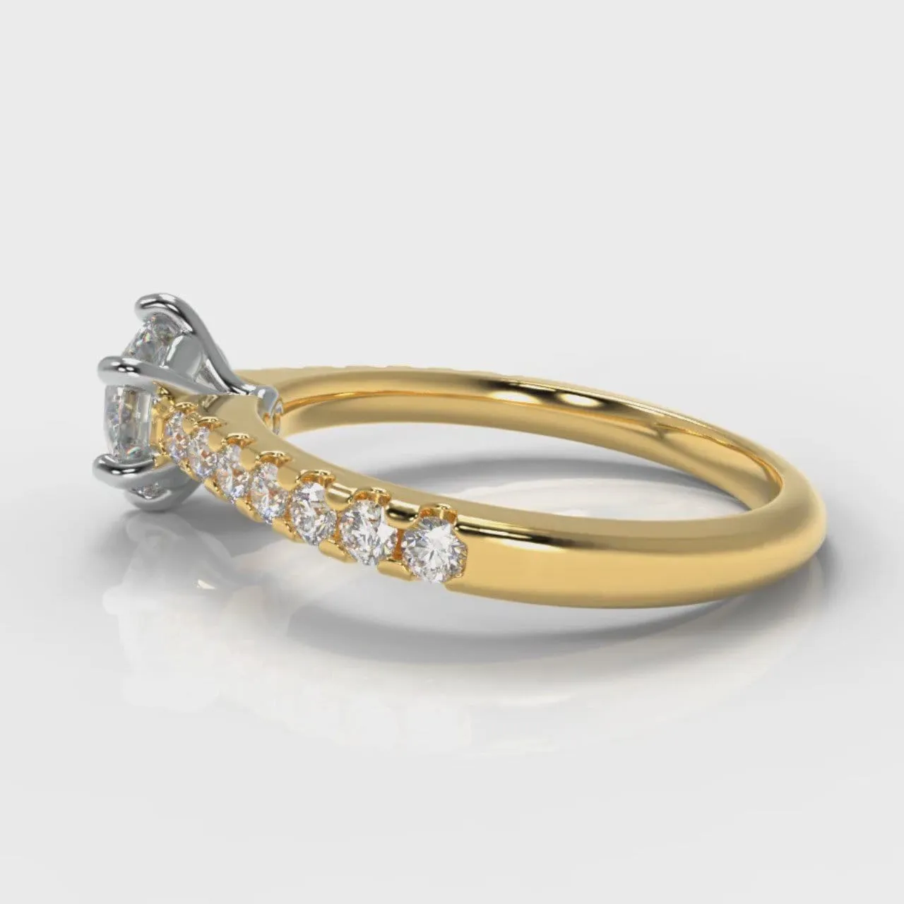 Star Micropavé Round Brilliant Diamond Engagement Ring - Yellow Gold