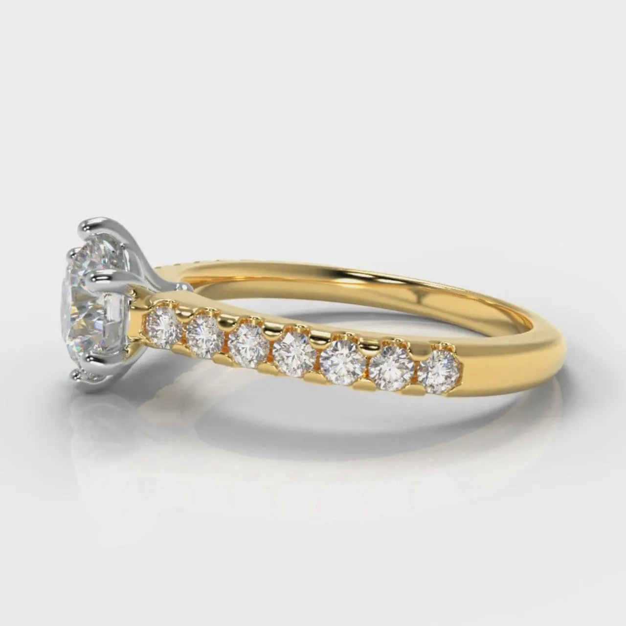 Star Micropavé Round Brilliant Diamond Engagement Ring - Yellow Gold