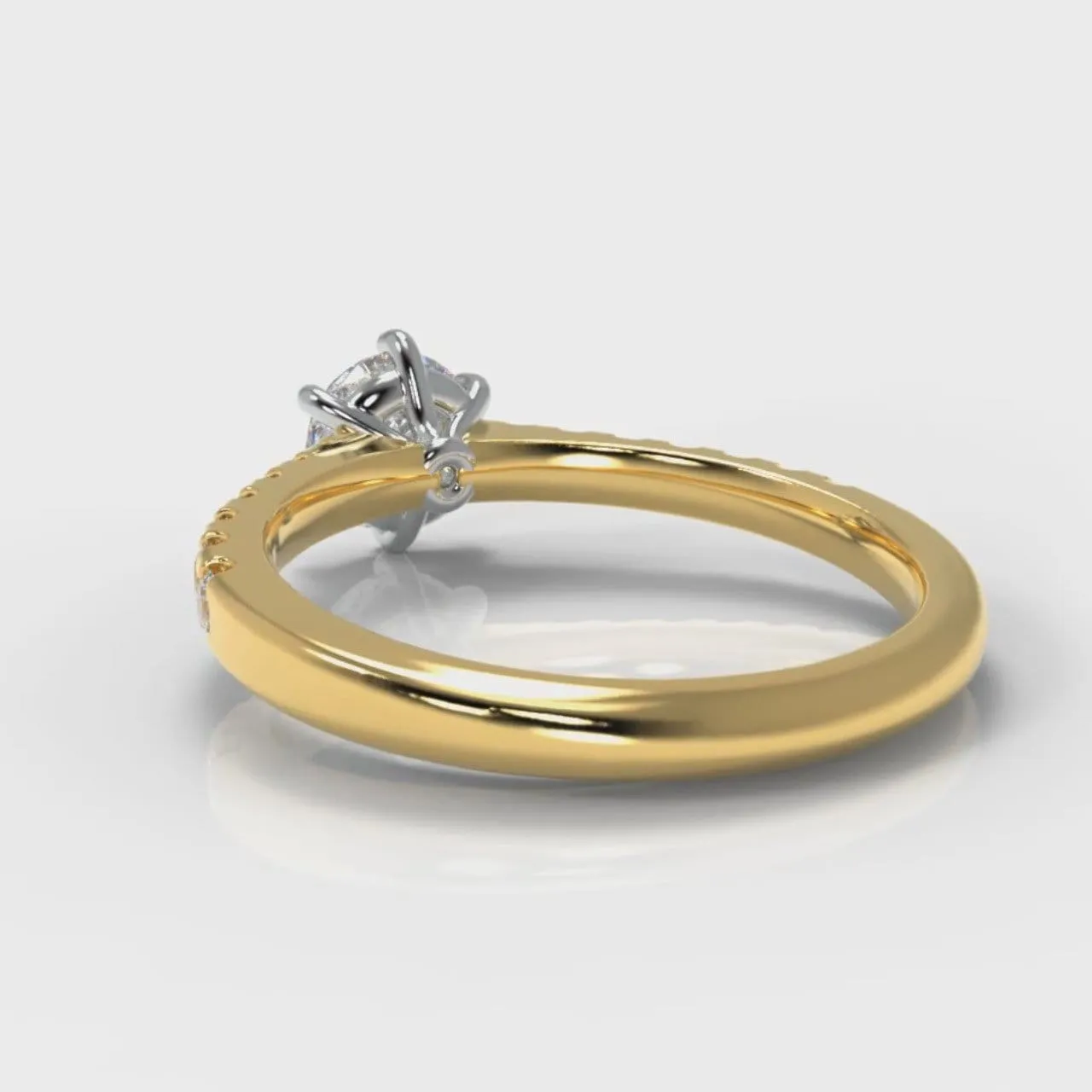 Star Micropavé Round Brilliant Diamond Engagement Ring - Yellow Gold