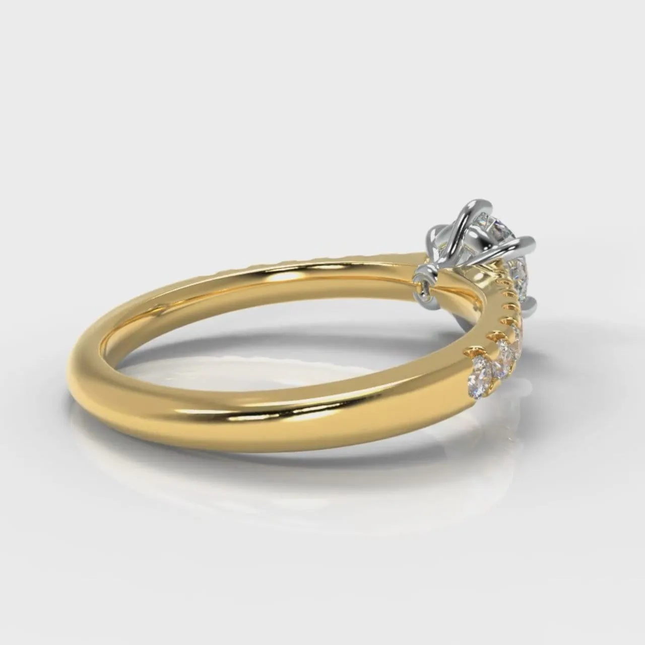 Star Micropavé Round Brilliant Diamond Engagement Ring - Yellow Gold