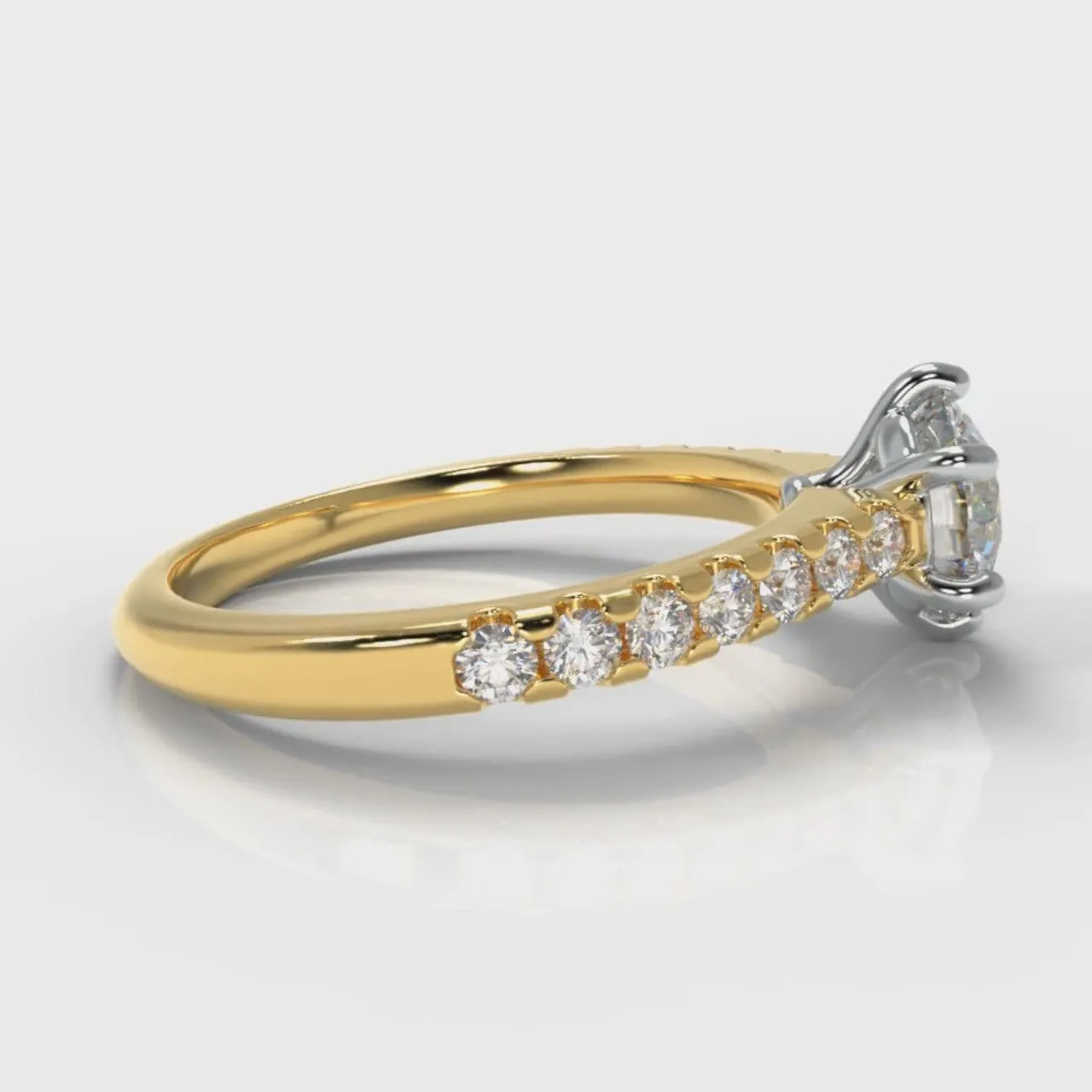 Star Micropavé Round Brilliant Diamond Engagement Ring - Yellow Gold