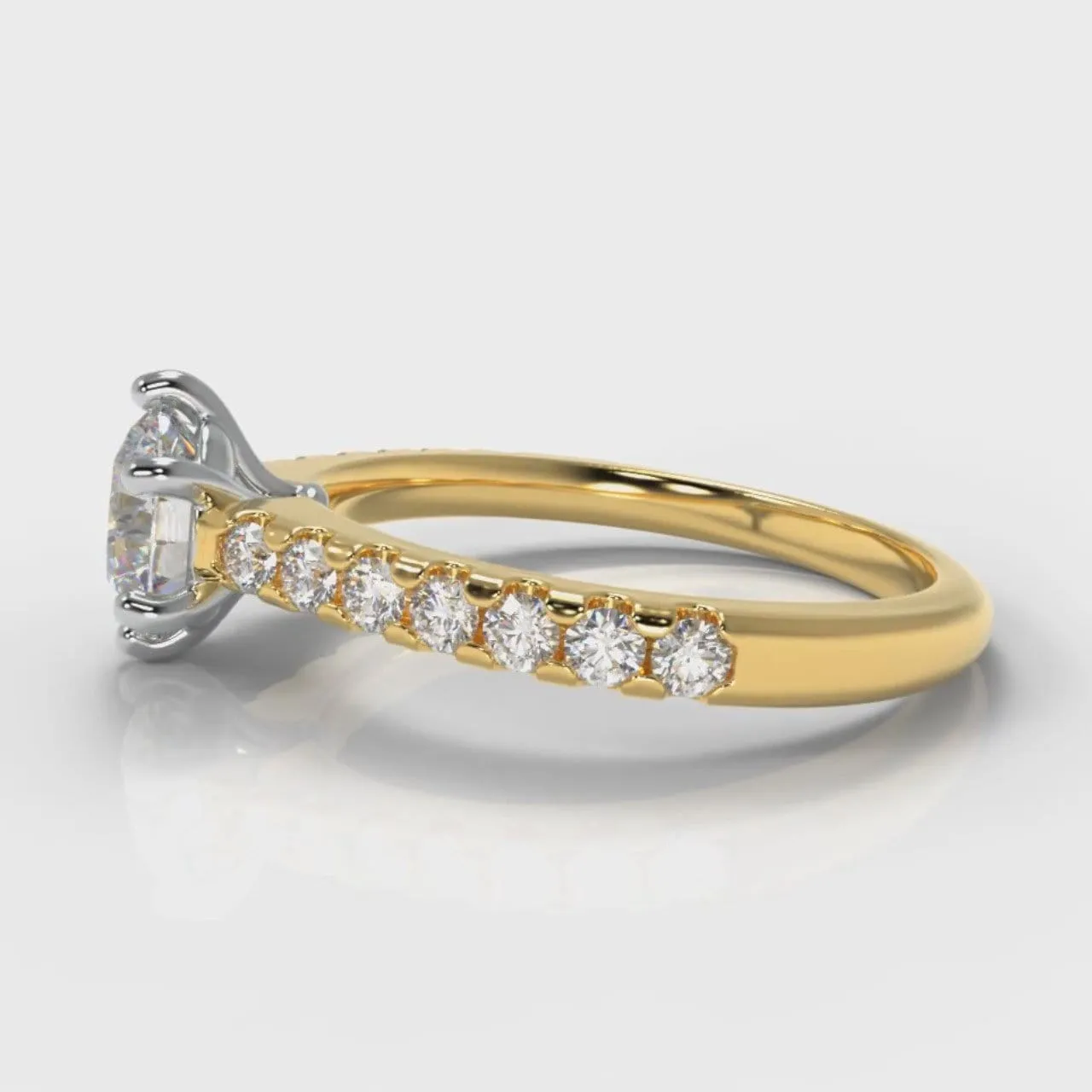 Star Micropavé Round Brilliant Diamond Engagement Ring - Yellow Gold