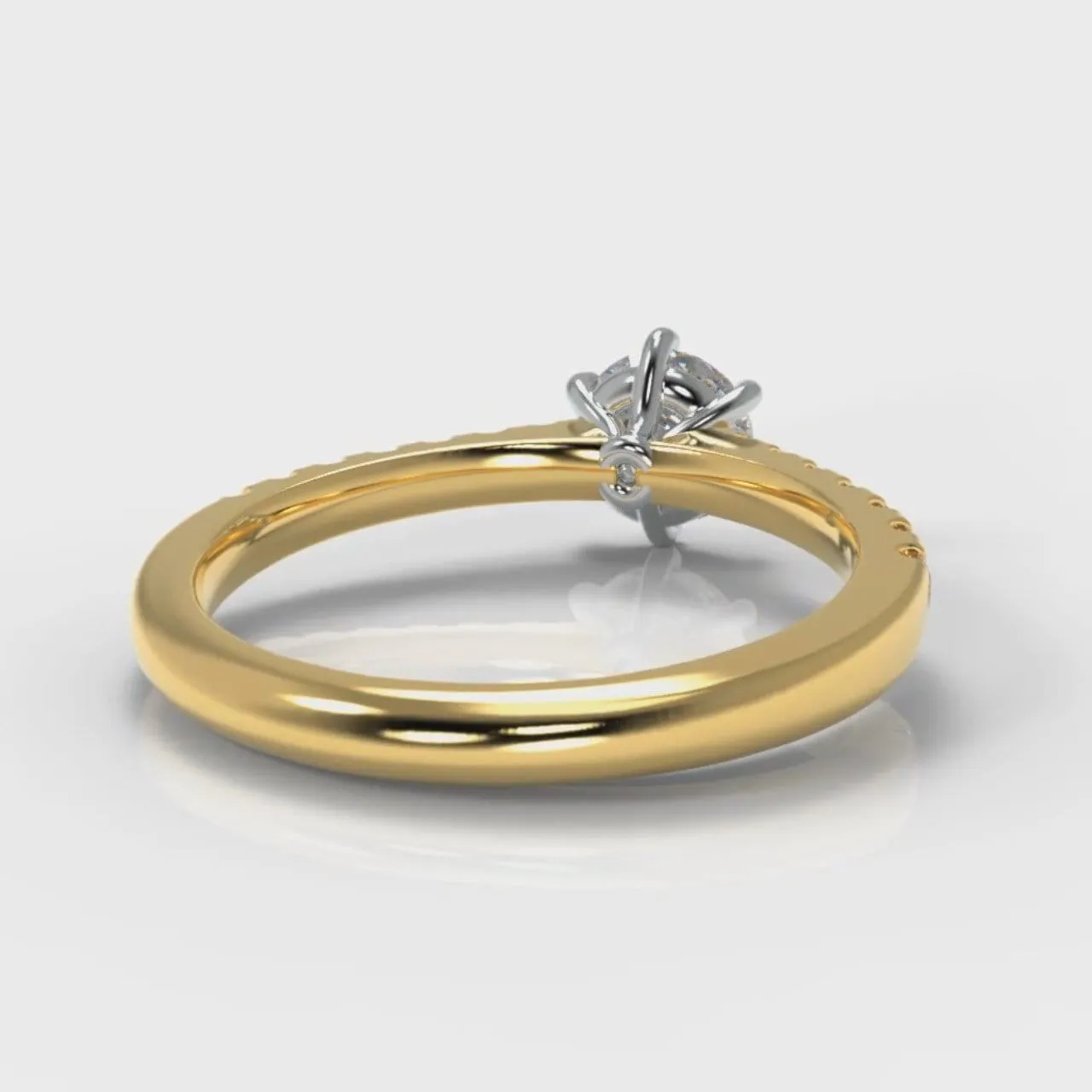 Star Micropavé Round Brilliant Diamond Engagement Ring - Yellow Gold
