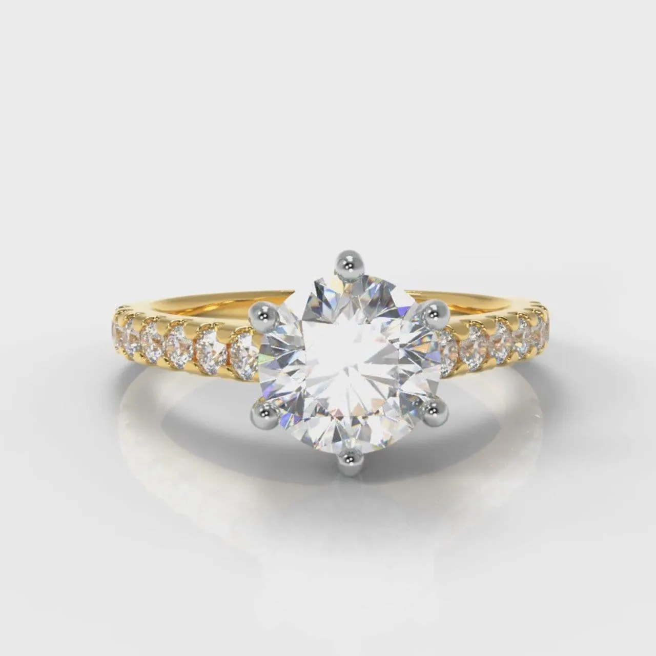 Star Micropavé Round Brilliant Diamond Engagement Ring - Yellow Gold