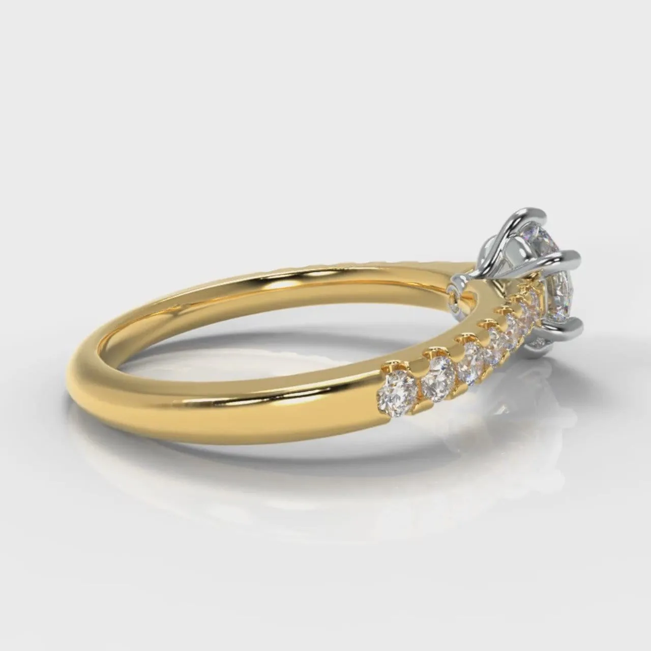 Star Micropavé Round Brilliant Diamond Engagement Ring - Yellow Gold