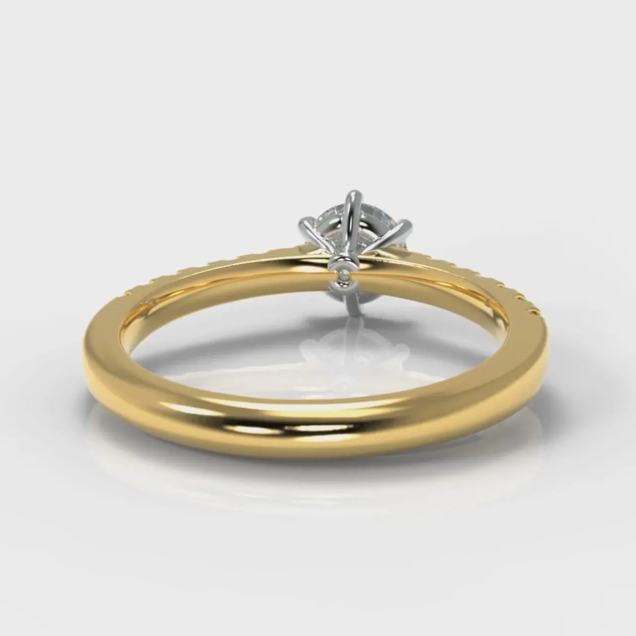 Star Micropavé Round Brilliant Diamond Engagement Ring - Yellow Gold