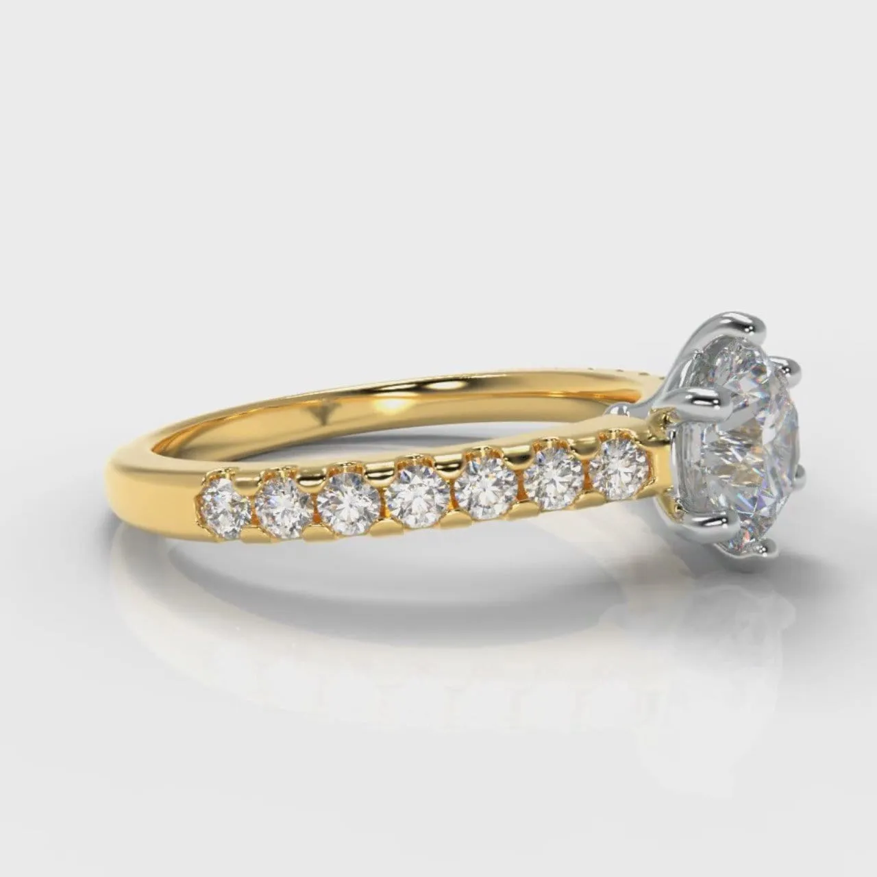 Star Micropavé Round Brilliant Diamond Engagement Ring - Yellow Gold