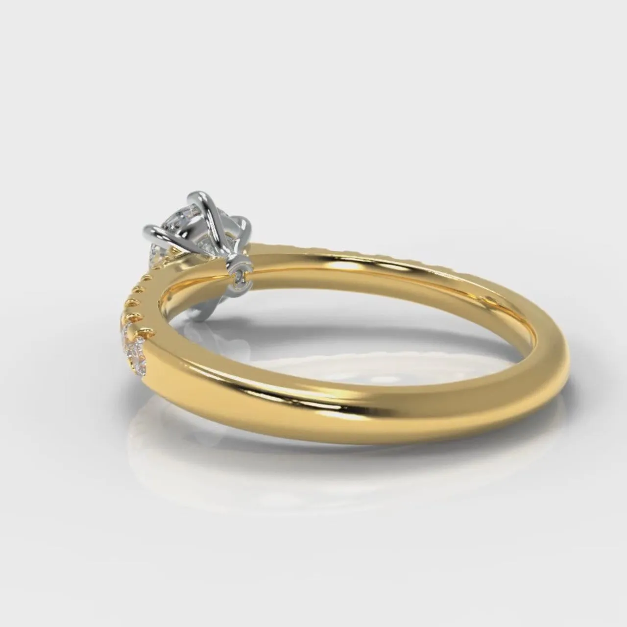Star Micropavé Round Brilliant Diamond Engagement Ring - Yellow Gold