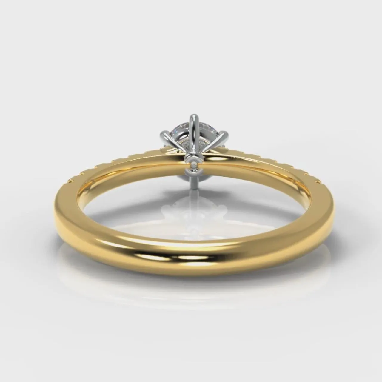 Star Micropavé Round Brilliant Diamond Engagement Ring - Yellow Gold