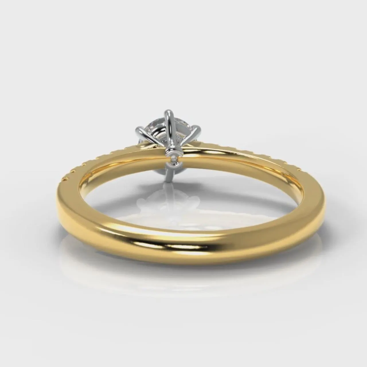 Star Micropavé Round Brilliant Diamond Engagement Ring - Yellow Gold