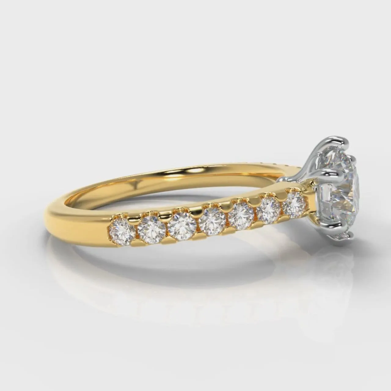 Star Micropavé Round Brilliant Diamond Engagement Ring - Yellow Gold