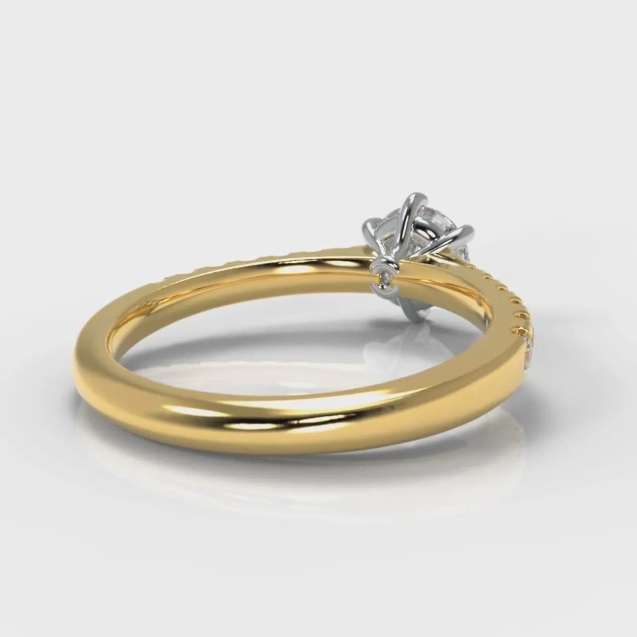Star Micropavé Round Brilliant Diamond Engagement Ring - Yellow Gold