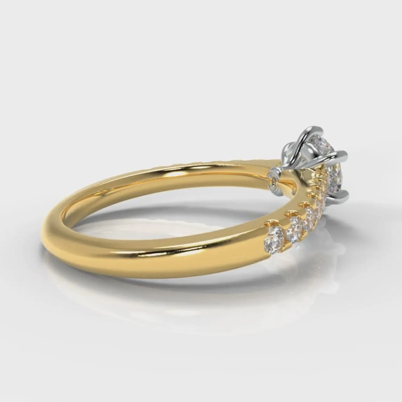 Star Micropavé Round Brilliant Diamond Engagement Ring - Yellow Gold