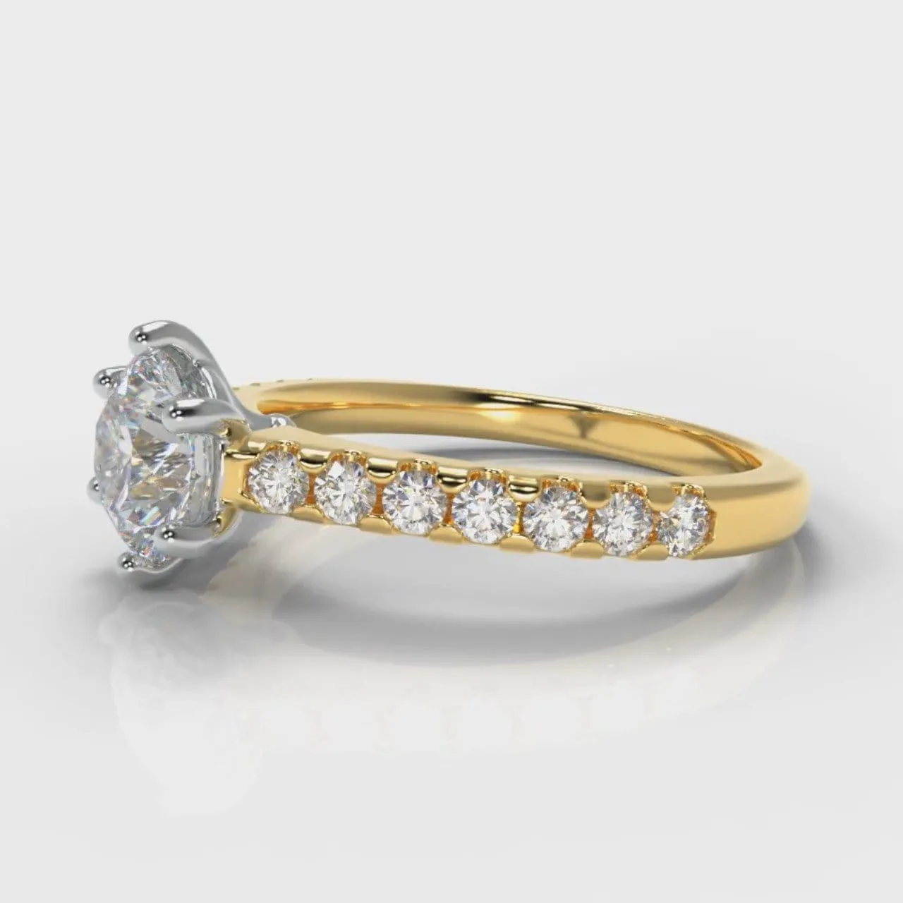 Star Micropavé Round Brilliant Diamond Engagement Ring - Yellow Gold