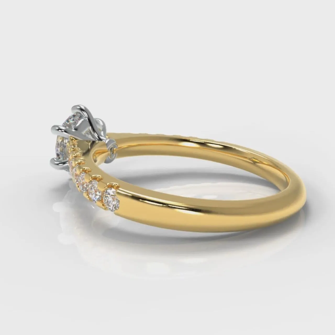 Star Micropavé Round Brilliant Diamond Engagement Ring - Yellow Gold