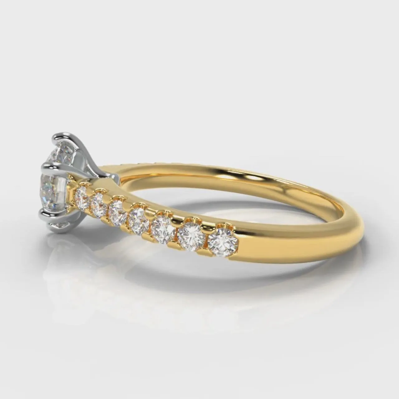 Star Micropavé Round Brilliant Diamond Engagement Ring - Yellow Gold