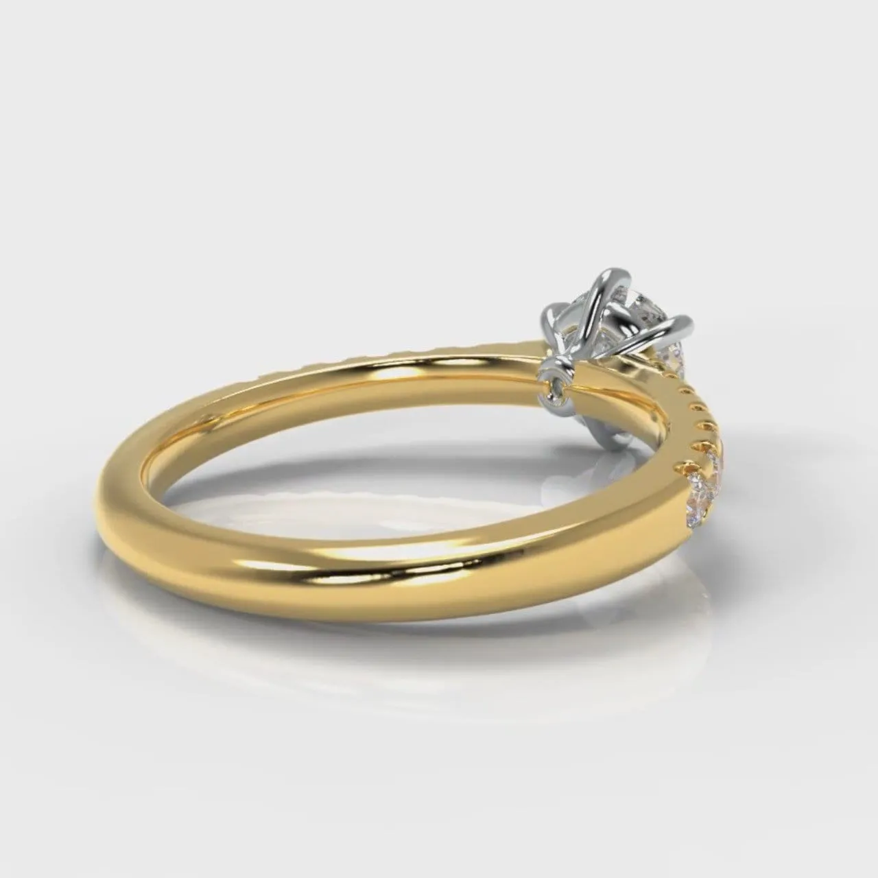 Star Micropavé Round Brilliant Diamond Engagement Ring - Yellow Gold