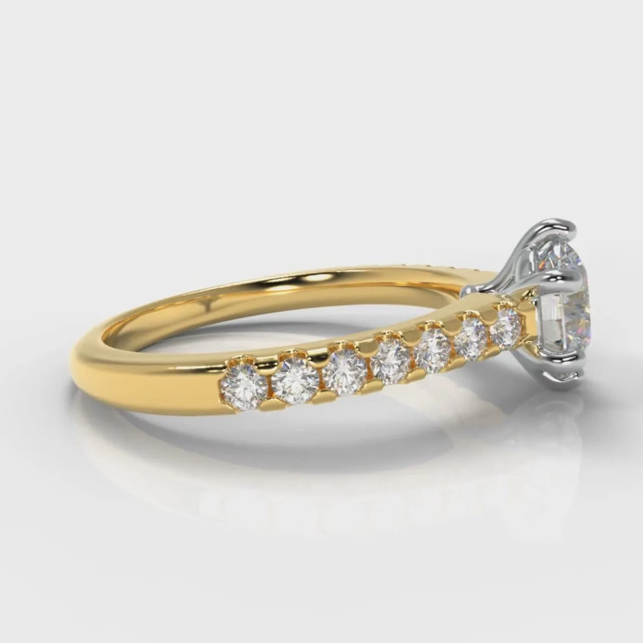 Star Micropavé Round Brilliant Diamond Engagement Ring - Yellow Gold