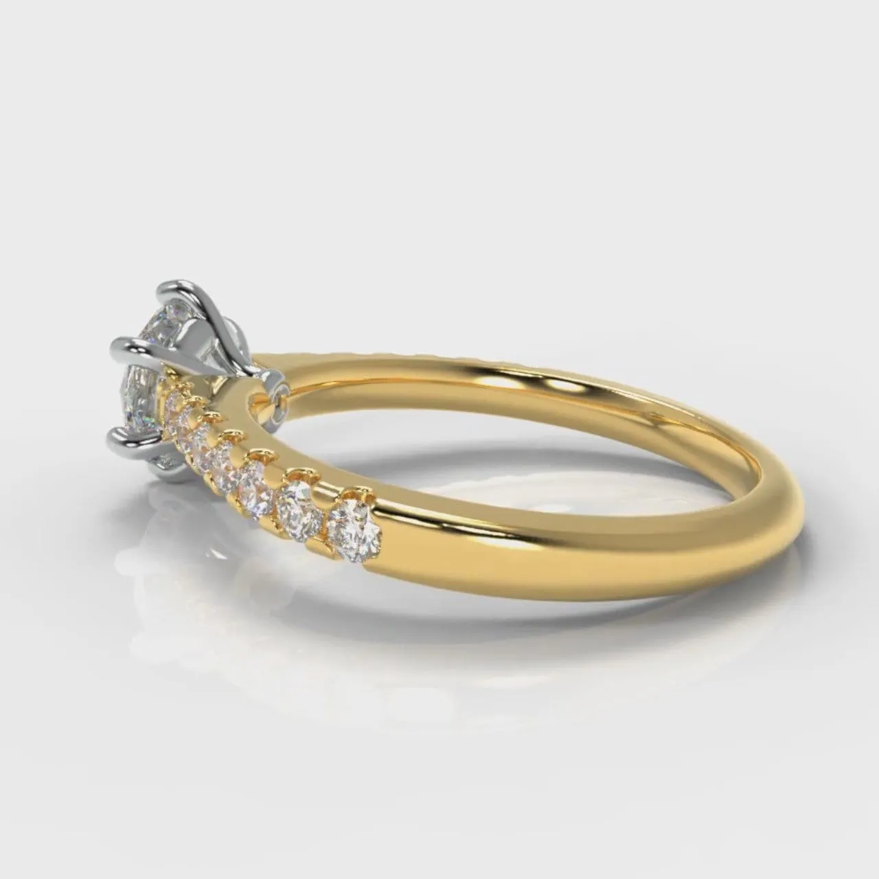 Star Micropavé Round Brilliant Diamond Engagement Ring - Yellow Gold