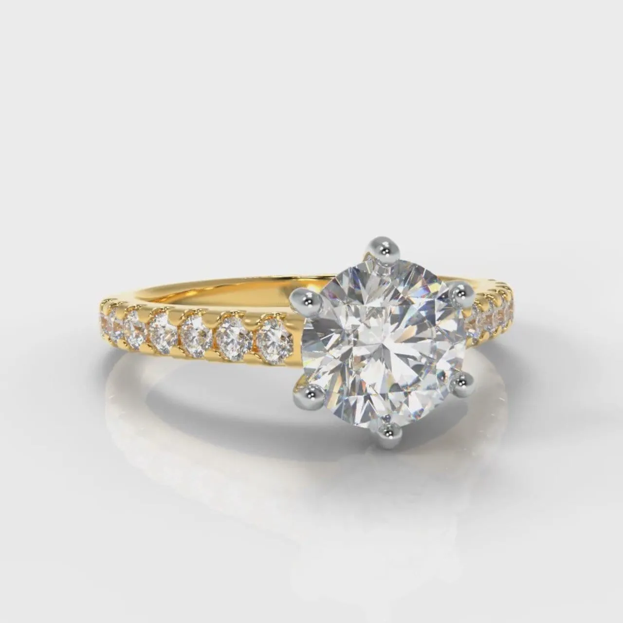 Star Micropavé Round Brilliant Diamond Engagement Ring - Yellow Gold
