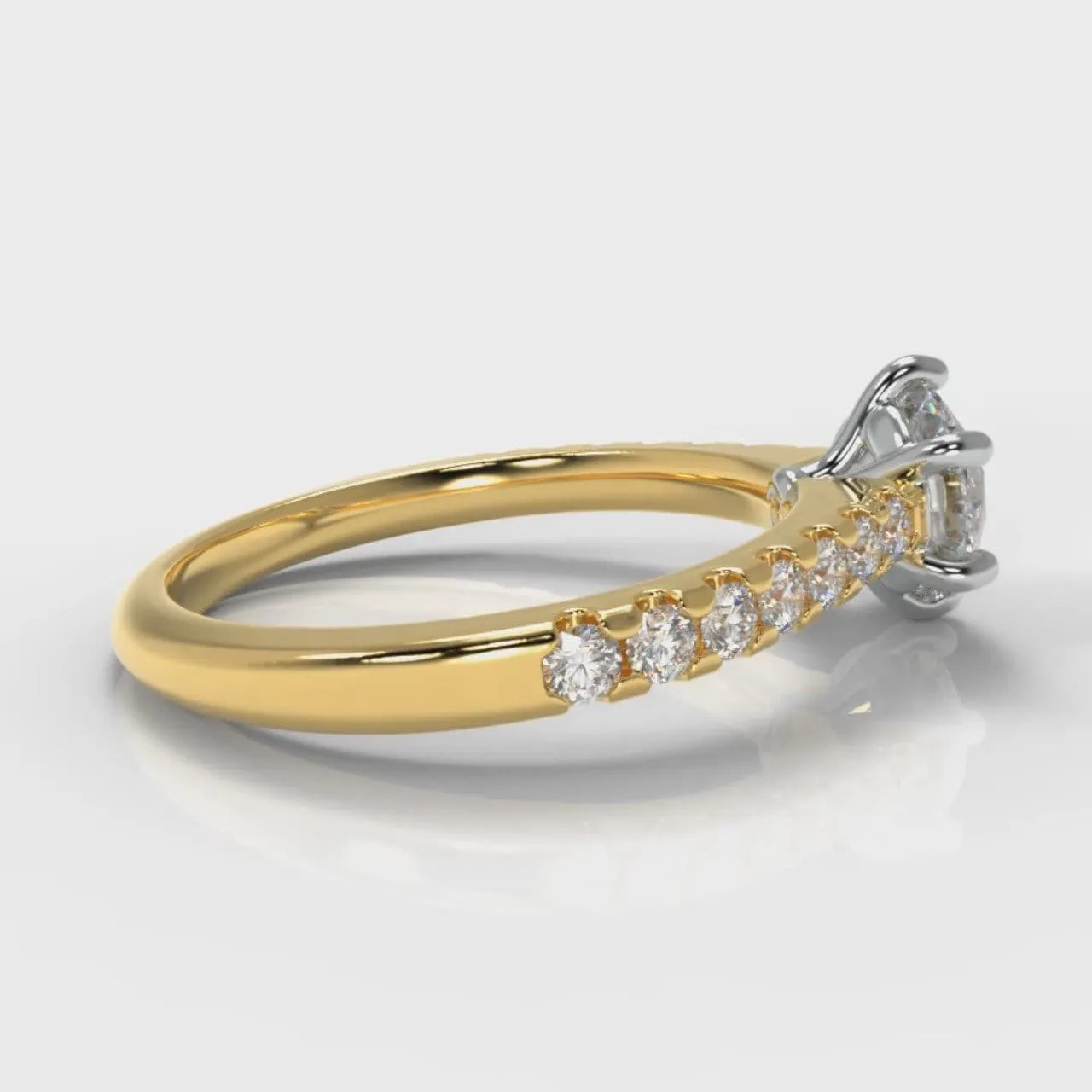 Star Micropavé Round Brilliant Diamond Engagement Ring - Yellow Gold