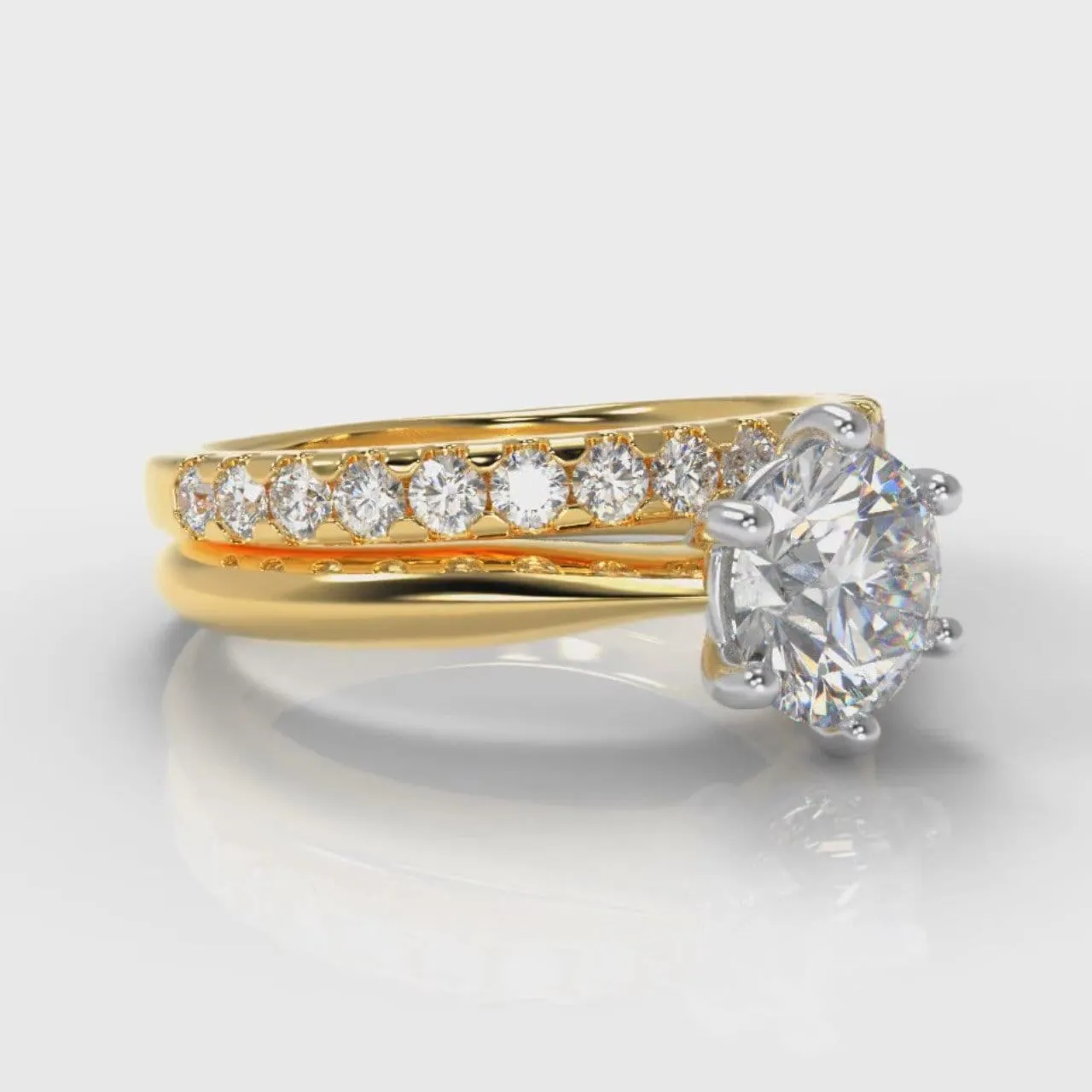 Star Solitaire Round Brilliant Bridal Set - Yellow Gold