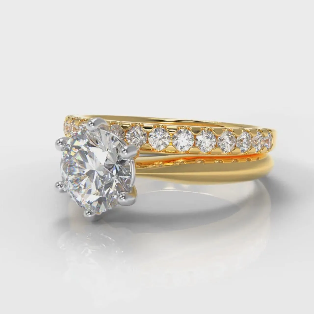 Star Solitaire Round Brilliant Bridal Set - Yellow Gold
