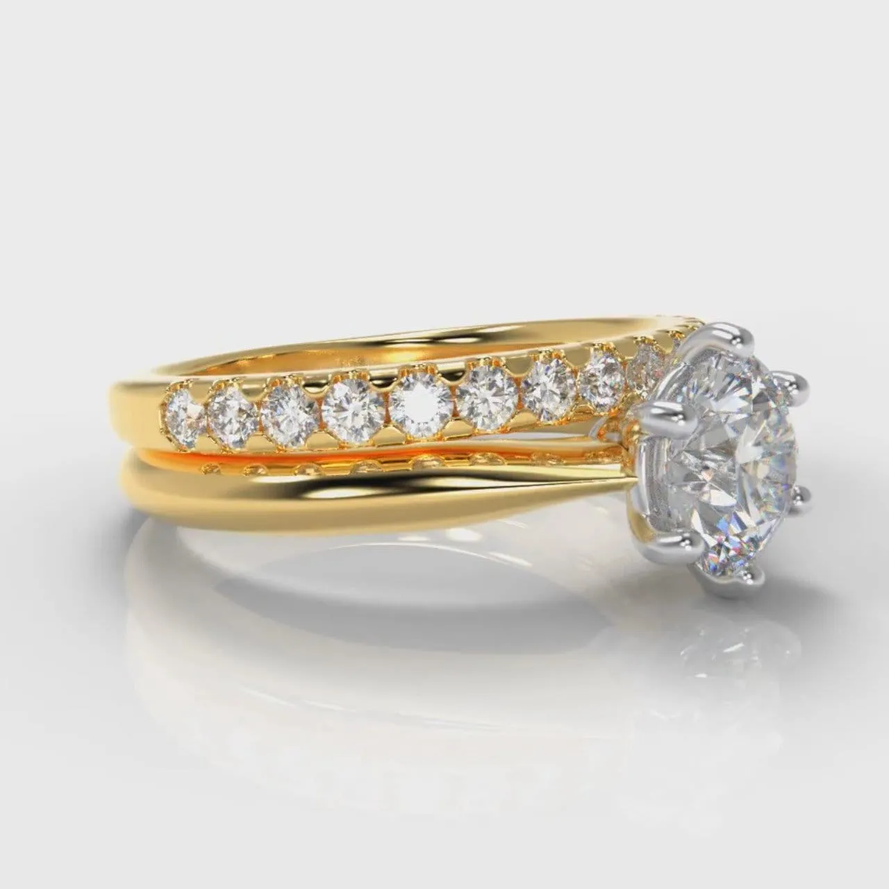 Star Solitaire Round Brilliant Bridal Set - Yellow Gold