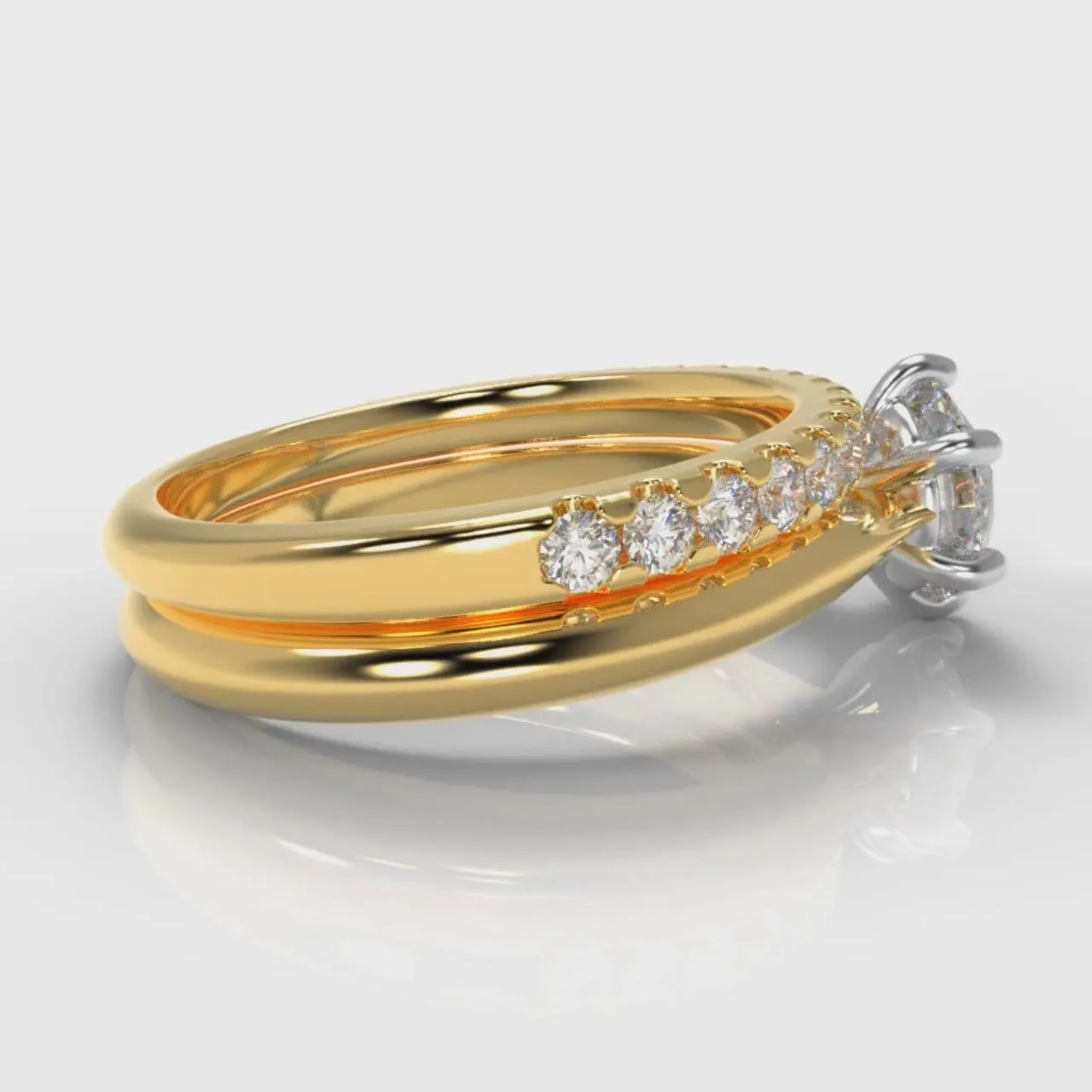 Star Solitaire Round Brilliant Bridal Set - Yellow Gold